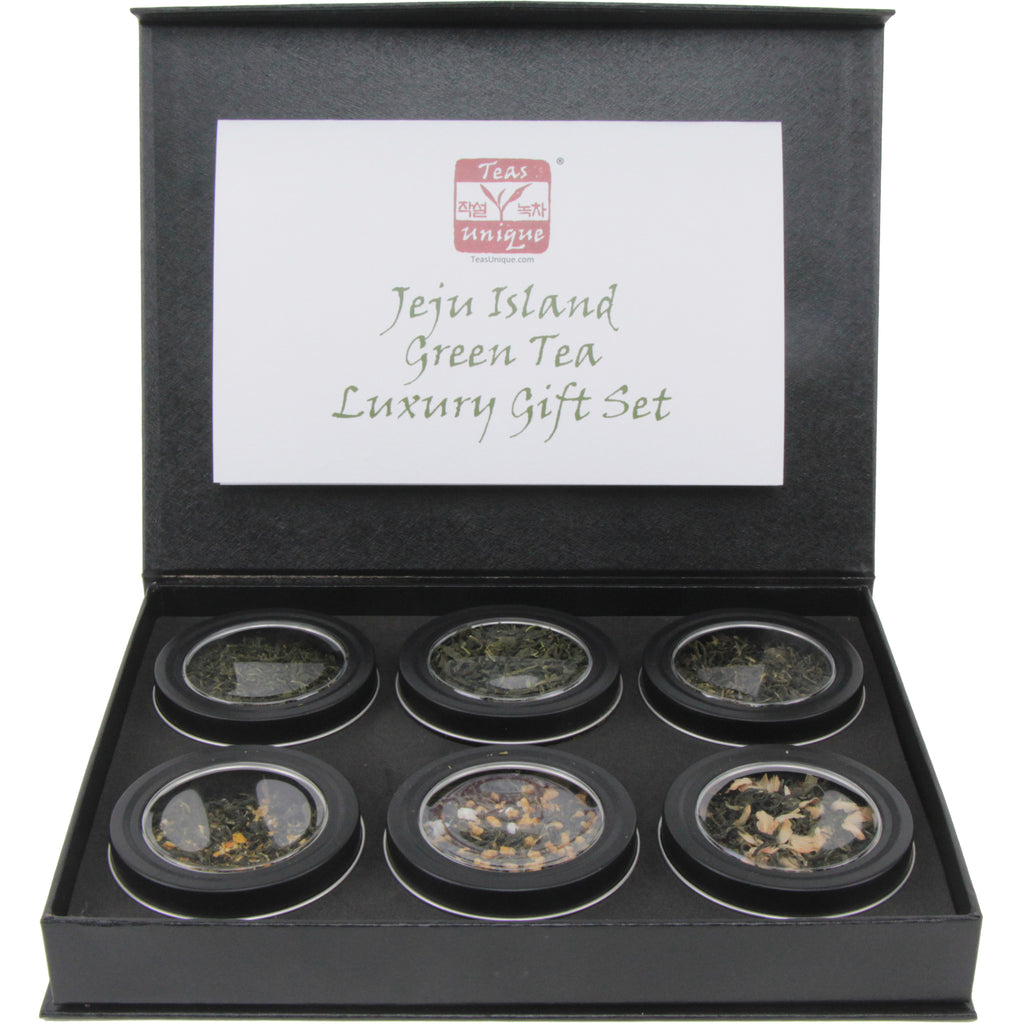 Jeju Island Green Tea Luxury Box, 6 Loose Leaf Teas in Tins, 144g