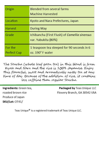 Kyoto-Nara Genmaicha Green Tea with Roasted Brown Rice