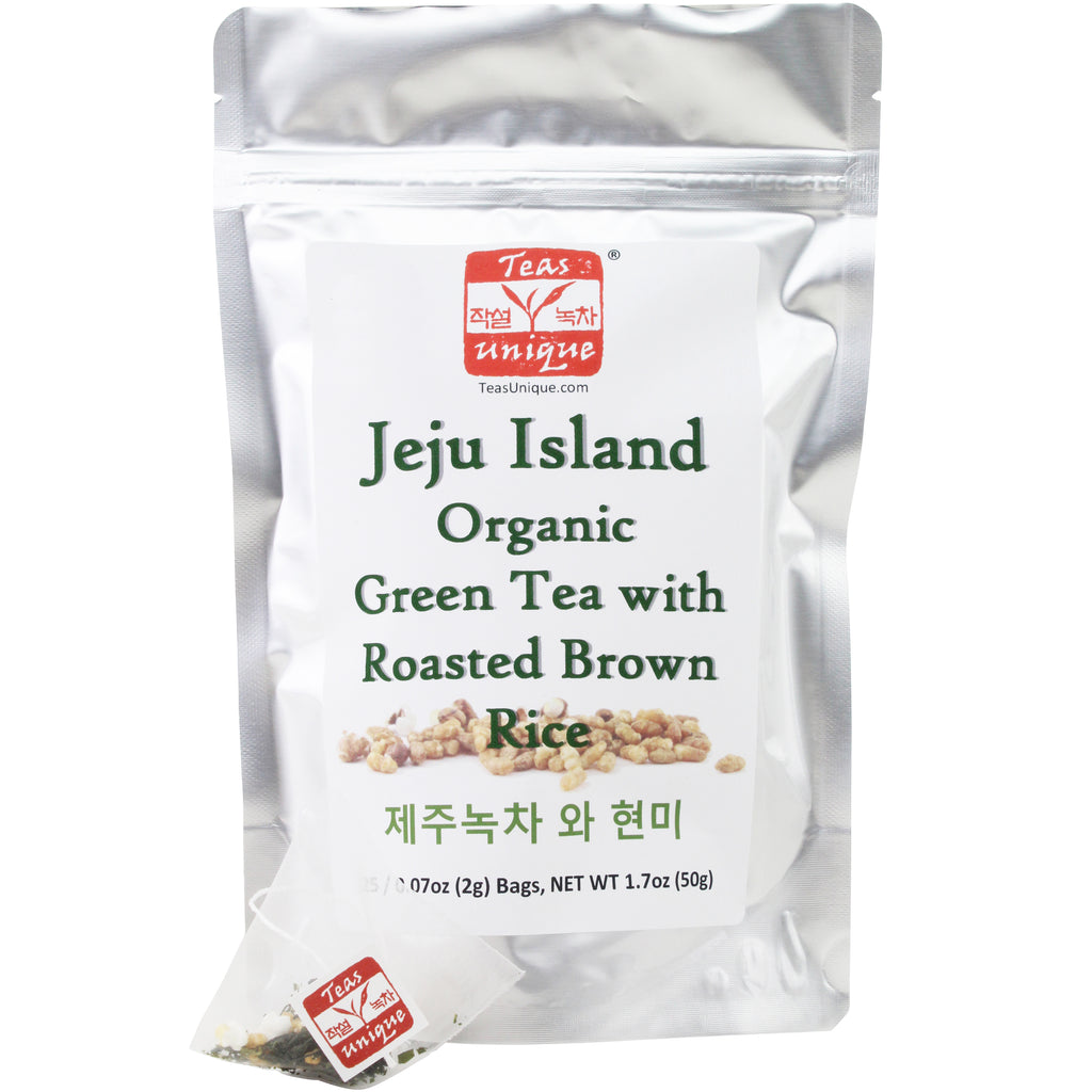 Jeju Island First Flush Green Tea with Roasted Brown Rice (제주녹차 와 현미), 25 Tea Bags (50g)