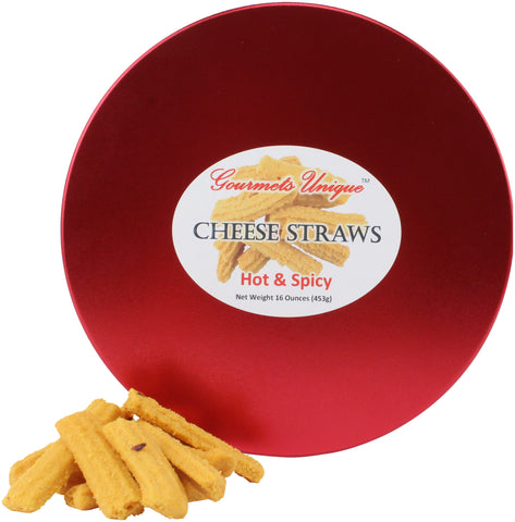 Southern Gourmet Cheese Straws, Hot & Spicy Cheddar, 1 Pound in Tin