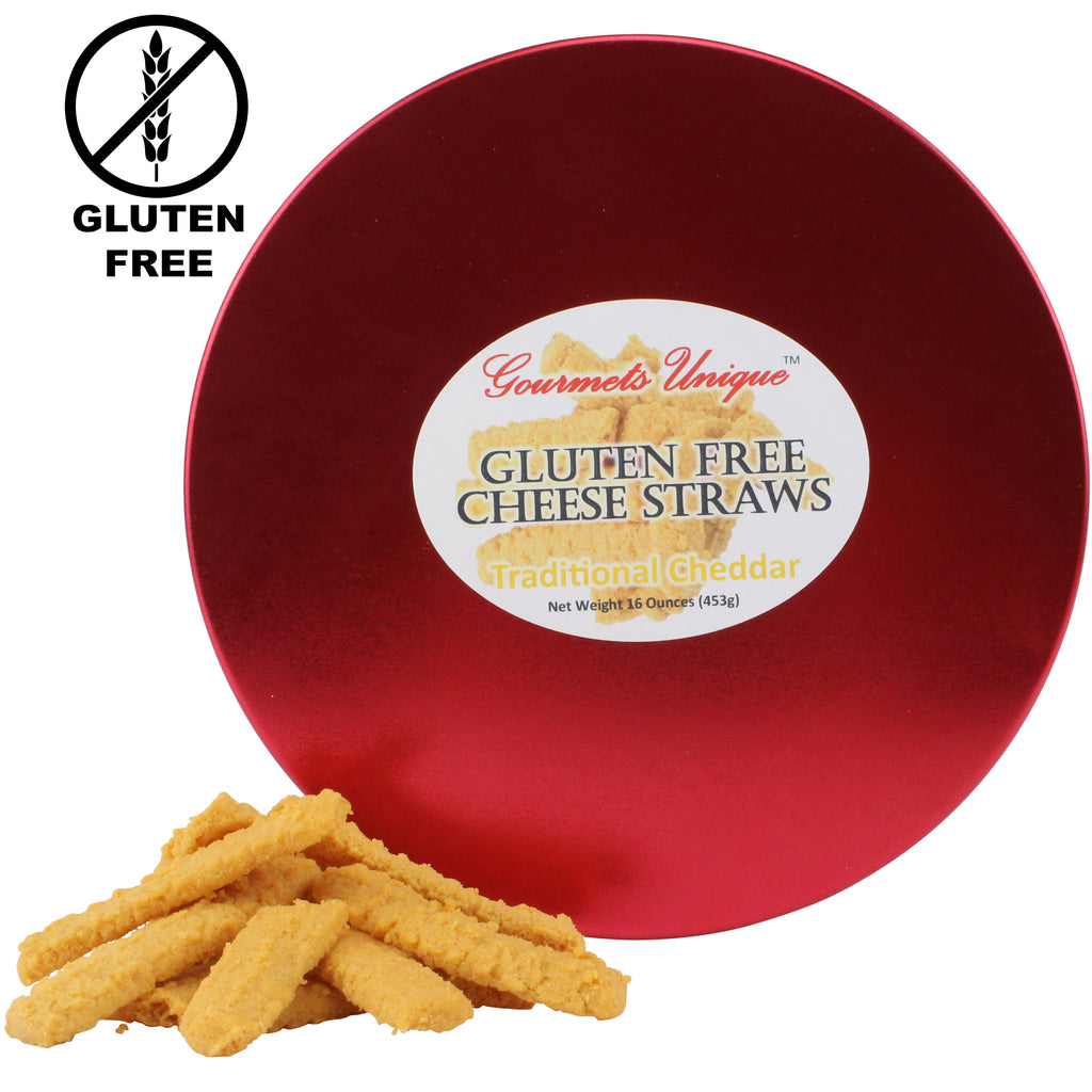 Southern Gourmet Gluten Free Cheese Straws, Traditional Cheddar, 1 Pound in Tin