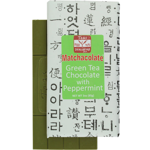 Matchacolate Green Tea Matcha Peppermint Chocolate Bar, 3oz (85g)