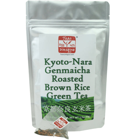 Kyoto-Nara Genmaicha Green Tea with Roasted Brown Rice, 25 Tea Bags (50g)